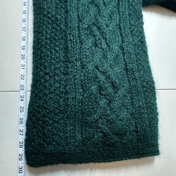 Vtg Talbots Mohair Blend Open Cable Knit Cardigan Sz L Oversized Forest Green - Picture 6 of 12